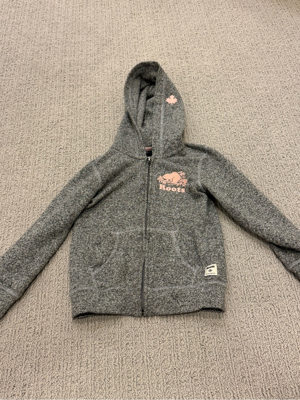 Youth Roots Gray Hoodie with Pink Logo Accent